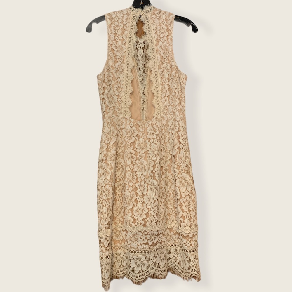 πHP 7/5!πImpressions Small Champagne Lace Formal Cocktail Party Dress - Picture 5 of 9